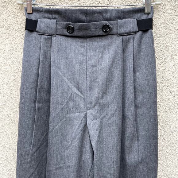 NEW Helmut Lang Hi Waist Paperbag Gabardine Pants 10 Grey - Picture 6 of 10